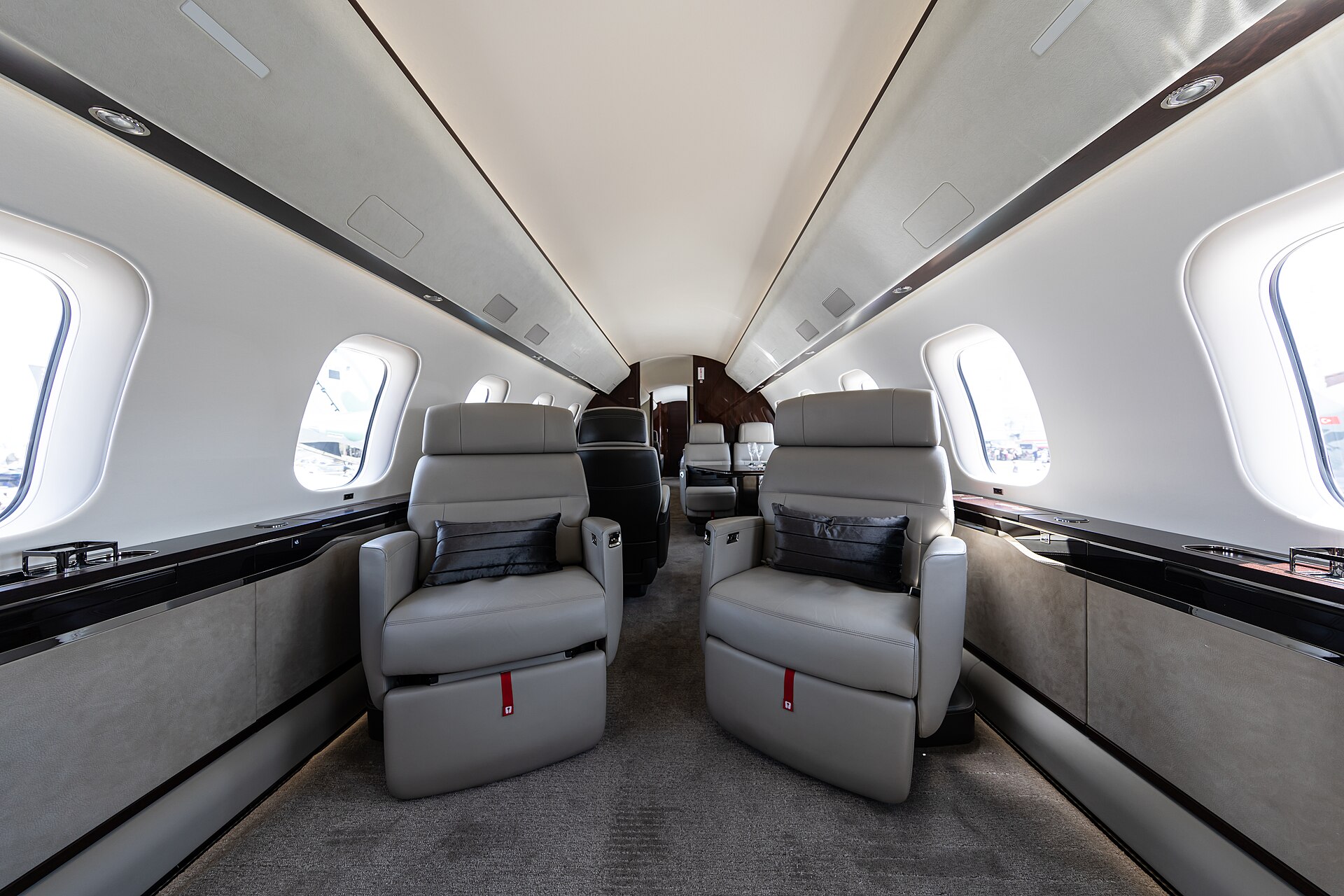 Private jet cabin interior
